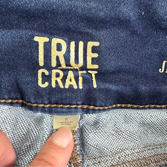 True Craft Girls Blue Denim Raw Hem Stretch Jeggings - Size 7 - Picture 10 of 11